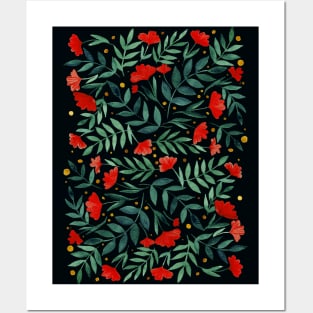 Magical garden - red, green, black Posters and Art